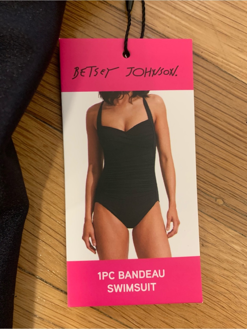 NWT BETSEY JOHNSON BLACK 1-Piece Bandeau Style Swimsuit in Size L - Picture 13 of 13